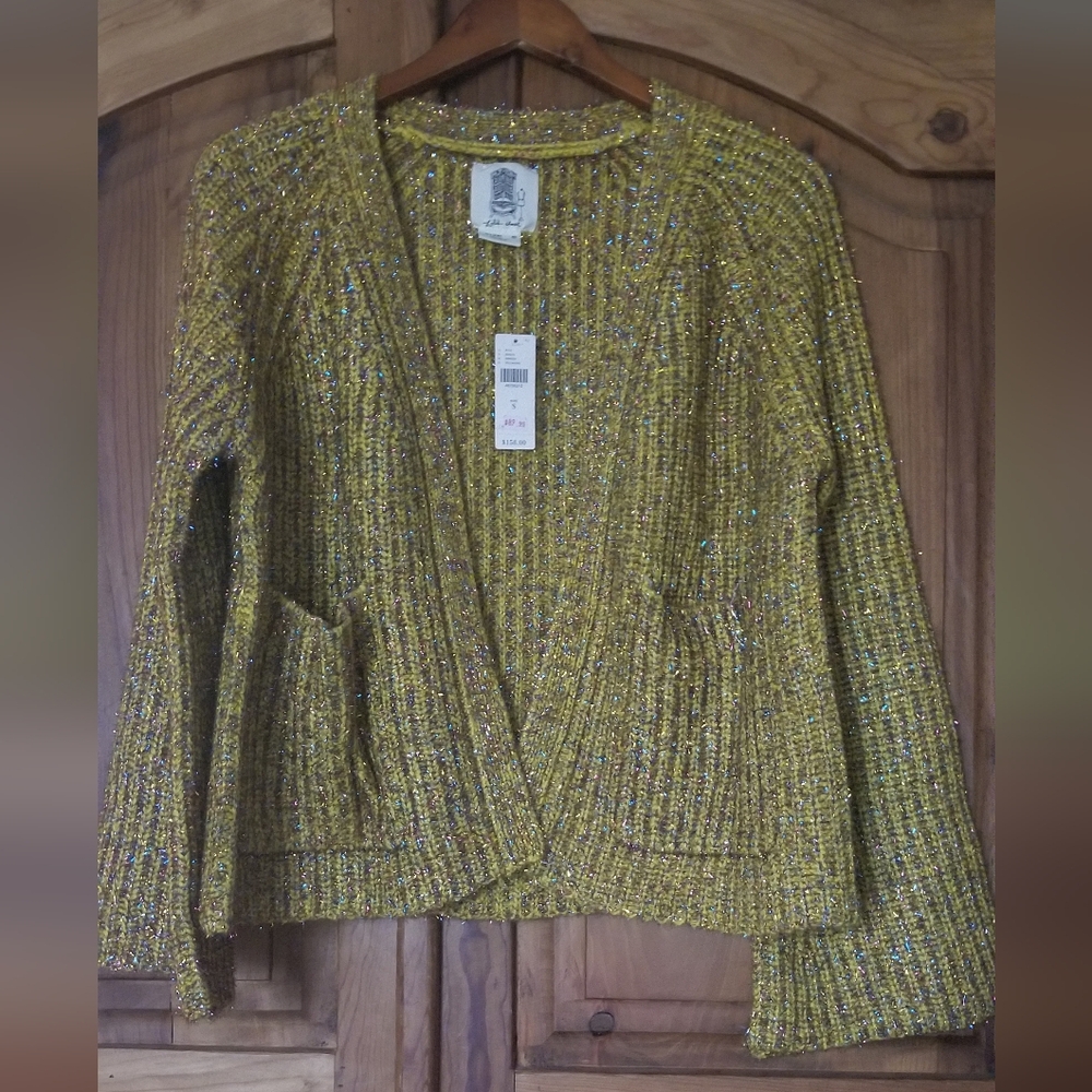 Anthropologie gold open cardigan